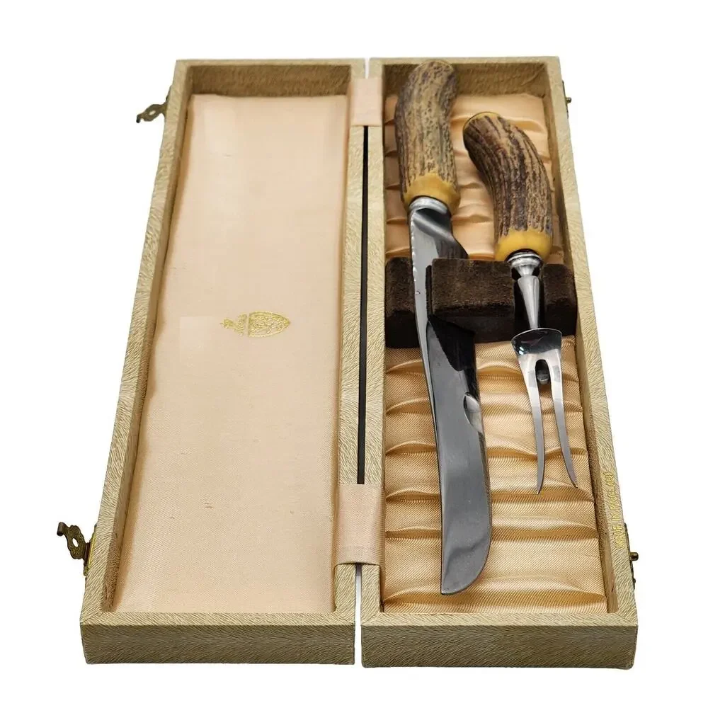 Vintage Kirk’s Antler Handle Stainless Steel Knife & Fork Set Sheffield England